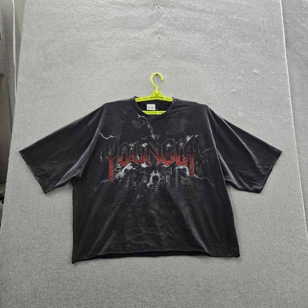 Youngla Men Shirt XXL Black Dark Night Tee Short Sleeve Boxy